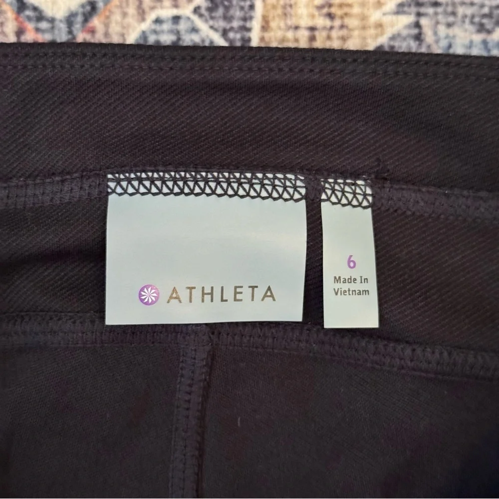 Athleta Black Trail Setter Moto Leggings Black Stretchy Athletic Motion Pants 6 - Picture 10 of 13